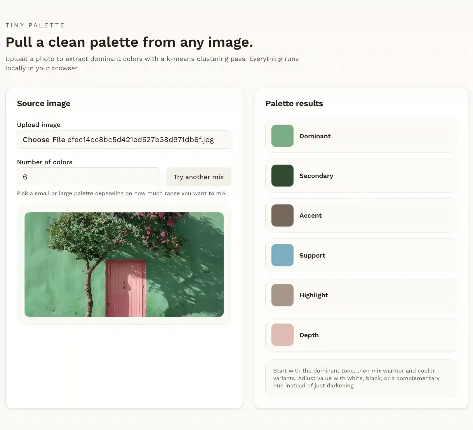 Magic Tiny Palette tinygallery.io tiny palette online interface